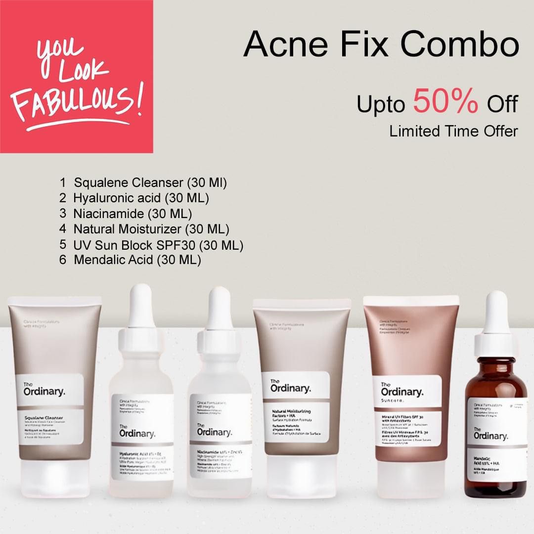 The Ordinary Acne Fix Combo – Complete 6-Step Skincare Set (Up to 50% Off)